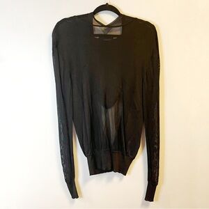 Alexander Wang Knit Hoodie Black Wool Sweater w/ Back Cut Out Sz XS *Flaws*